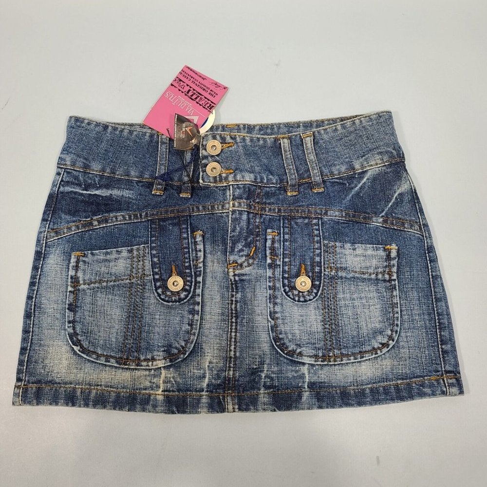 VIA DUTTUS 11.5" Brazilian Denim Blue Jean Skirt Womens Size 0 NWT